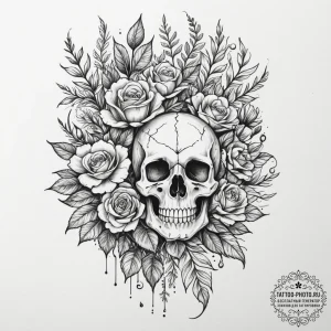 Tattoo sketch a bouquet of wildflowers, varie... - эскиз тату (№1755324758_0, 16.08.2025 06:12) — tattoo-photo.ru