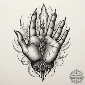 Tattoo sketch: a close-up of svarog's hands,... - эскиз тату (№1755324962_0, 16.08.2025 06:16) — tattoo-photo.ru