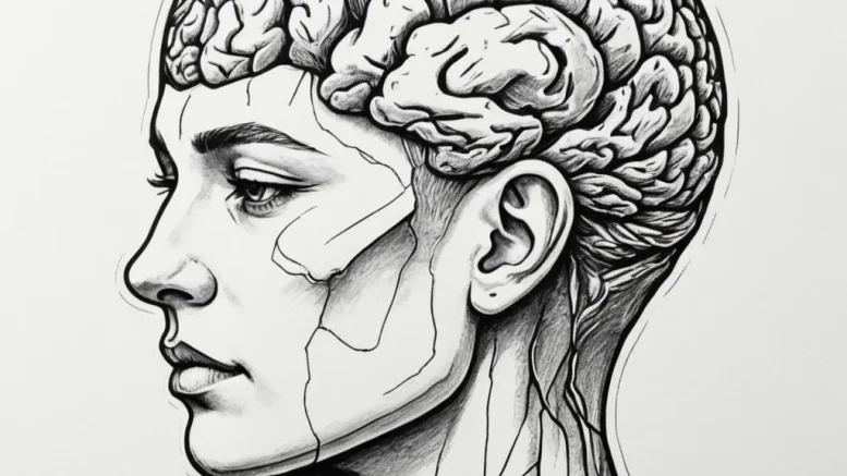 Human head with exposed holographic brain, co... - эскиз тату (№1755326965_0, 16.08.2025 06:49) — tattoo-photo.ru