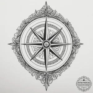Tattoo sketch a compass whose needle always p... - эскиз тату (№1755327753_0, 16.08.2025 07:02) — tattoo-photo.ru