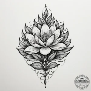 Tattoo design a seed sprouting into a vibrant... - эскиз тату (№1755328962_0, 16.08.2025 07:22) — tattoo-photo.ru