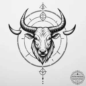 Tattoo sketch the zodiac glyph with a single,... - эскиз тату (№1755329364_0, 16.08.2025 07:29) — tattoo-photo.ru