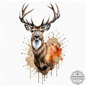 Deer, ink illustration for tattoo, on a clean... - эскиз тату (№1755329566_0, 16.08.2025 07:32) — tattoo-photo.ru