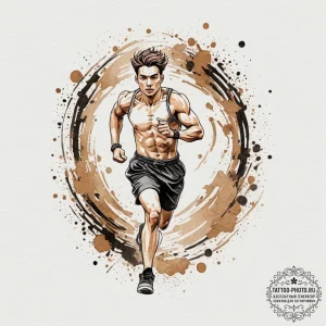 Tattoo design a retro character running acros... - эскиз тату (№1755329970_0, 16.08.2025 07:39) — tattoo-photo.ru