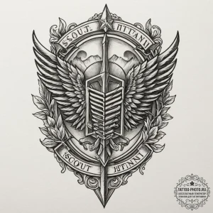 The scout regiment logo from attack on titan,... - эскиз тату (№1755330367_0, 16.08.2025 07:46) — tattoo-photo.ru
