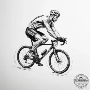 Tattoo design a cyclist's leg muscles in moti... - эскиз тату (№1755331958_0, 16.08.2025 08:12) — tattoo-photo.ru