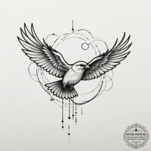 Tattoo sketch a cloud turning into a bird in... - эскиз тату (№1755332953_0, 16.08.2025 08:29) — tattoo-photo.ru