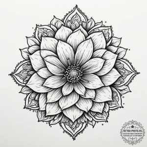 Tattoo design a flower blooming through a see... - эскиз тату (№1755333152_0, 16.08.2025 08:32) — tattoo-photo.ru