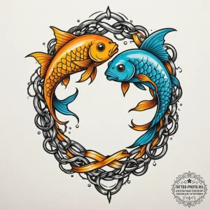 Tattoo design pisces fish, intertwined with c... - эскиз тату (№1755333760_0, 16.08.2025 08:42) — tattoo-photo.ru
