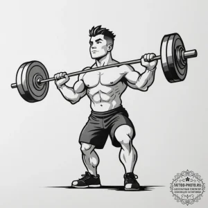 Tattoo sketch a powerful weightlifter's silho... - эскиз тату (№1755333963_0, 16.08.2025 08:46) — tattoo-photo.ru