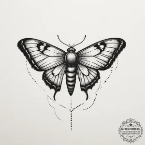 Moth, tattoo line art, dotwork shading, stipp... - эскиз тату (№1755334164_0, 16.08.2025 08:49) — tattoo-photo.ru