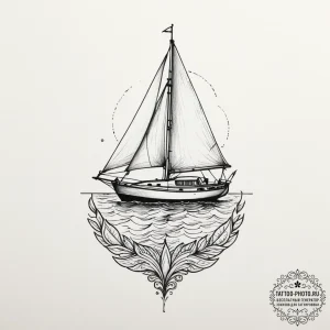 Tattoo sketch a small, stylized sailboat on a... - эскиз тату (№1755335573_0, 16.08.2025 09:12) — tattoo-photo.ru