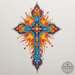 Orthodox cross, tattoo sketch design, new sch... - эскиз тату (№1755338190_0, 16.08.2025 09:56) — tattoo-photo.ru