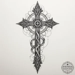 The leviathan cross, artistic tattoo sketch,... - эскиз тату (№1755338591_0, 16.08.2025 10:03) — tattoo-photo.ru