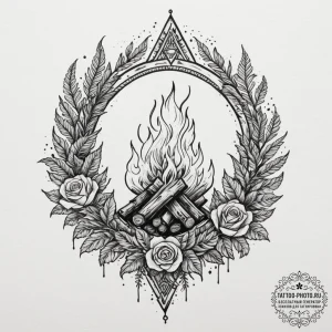 A tattoo design of a slavic ritual bonfire on... - эскиз тату (№1755338794_0, 16.08.2025 10:06) — tattoo-photo.ru