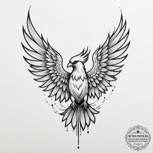 Firebird, tattoo flash sheet design, black ou... - эскиз тату (№1755339199_0, 16.08.2025 10:13) — tattoo-photo.ru