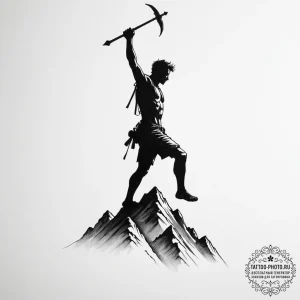 Tattoo design a silhouette of a man conquerin... - эскиз тату (№1755339403_0, 16.08.2025 10:16) — tattoo-photo.ru