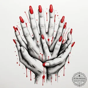 Tattoo design a stack of hands, each represen... - эскиз тату (№1755339600_0, 16.08.2025 10:20) — tattoo-photo.ru