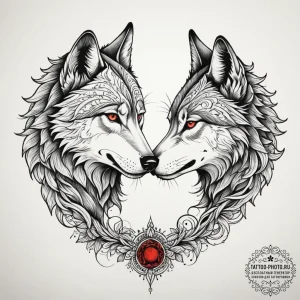 Tattoo sketch a wolf head (male) and a wolfes... - эскиз тату (№1755340201_0, 16.08.2025 10:30) — tattoo-photo.ru