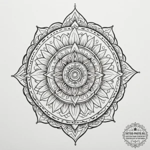 Tattoo design: a geometric mandala incorporat... - эскиз тату (№1755341007_0, 16.08.2025 10:43) — tattoo-photo.ru