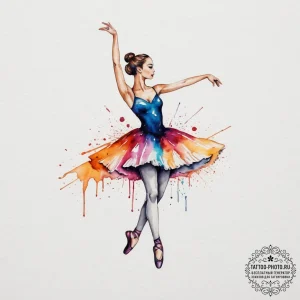 Ballerina, tattoo line art, watercolor tattoo... - эскиз тату (№1755341206_0, 16.08.2025 10:46) — tattoo-photo.ru