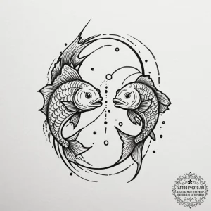 Tattoo design pisces's glyph, like two fish s... - эскиз тату (№1755344225_0, 16.08.2025 11:37) — tattoo-photo.ru