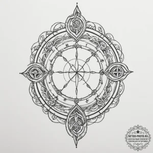 Tattoo design a zodiac glyph composed of micr... - эскиз тату (№1755344623_0, 16.08.2025 11:43) — tattoo-photo.ru