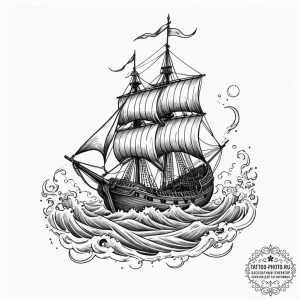 Tattoo design a stylized viking longship cutt... - эскиз тату (№1755347832_0, 16.08.2025 12:37) — tattoo-photo.ru