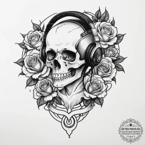 Tattoo sketch a single gaming headset outline... - эскиз тату (№1755349430_0, 16.08.2025 13:03) — tattoo-photo.ru