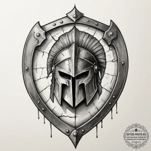 Tattoo sketch a spartan shield with subtle cr... - эскиз тату (№1755351033_0, 16.08.2025 13:30) — tattoo-photo.ru