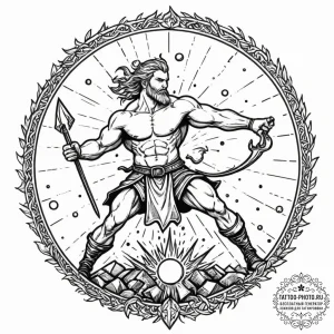 Tattoo sketch: svarog depicted as a celestial... - эскиз тату (№1755352829_0, 16.08.2025 14:00) — tattoo-photo.ru