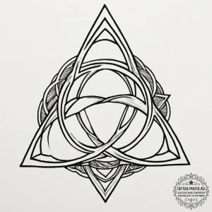 Triquetra, tattoo drawing outline, muted colo... - эскиз тату (№1755353839_0, 16.08.2025 14:17) — tattoo-photo.ru