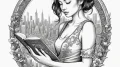 A young woman reading a book on a crowded tok... - эскиз тату (№1755354042_0, 16.08.2025 14:20) — tattoo-photo.ru