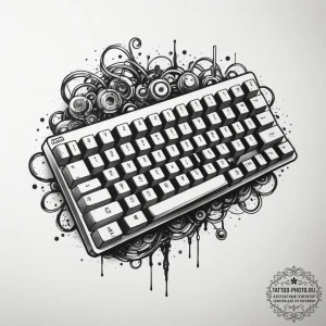 Tattoo design a gaming keyboard with custom k... - эскиз тату (№1755354837_0, 16.08.2025 14:33) — tattoo-photo.ru