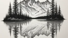 A serene, mirror-like lake in the canadian ro... - эскиз тату (№1755355035_0, 16.08.2025 14:37) — tattoo-photo.ru