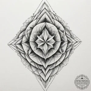 The stark, geometric interior of a modern art... - эскиз тату (№1755355645_0, 16.08.2025 14:47) — tattoo-photo.ru