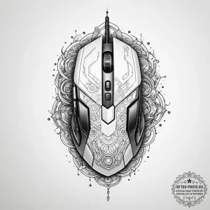 Tattoo sketch a gaming mouse with intricate f... - эскиз тату (№1755356250_0, 16.08.2025 14:57) — tattoo-photo.ru