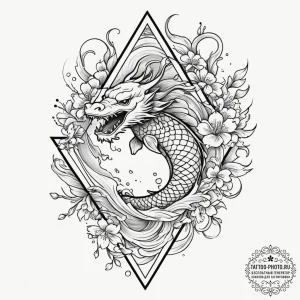 Tattoo sketch a simple triangle with a floral... - эскиз тату (№1755356657_0, 16.08.2025 15:04) — tattoo-photo.ru