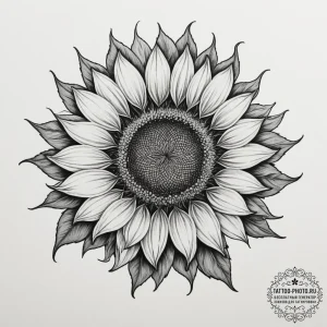 Tattoo design a minimalist sunflower, its see... - эскиз тату (№1755357059_0, 16.08.2025 15:10) — tattoo-photo.ru
