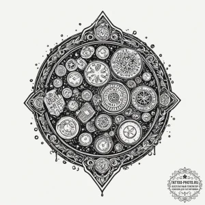 Tattoo design a stack of retro arcade game co... - эскиз тату (№1755357652_0, 16.08.2025 15:20) — tattoo-photo.ru