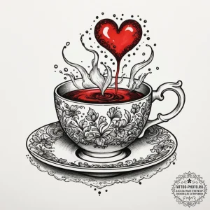 Tattoo sketch a delicate teacup with a steami... - эскиз тату (№1755362648_0, 16.08.2025 16:44) — tattoo-photo.ru