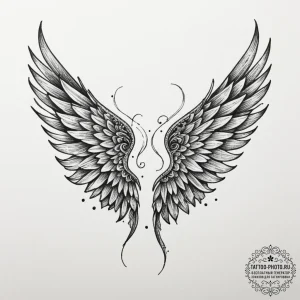 Tattoo sketch a pair of wings unfurled, symbo... - эскиз тату (№1755363041_0, 16.08.2025 16:50) — tattoo-photo.ru