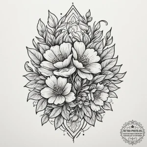 Tattoo design a secret garden with glowing fl... - эскиз тату (№1755363639_0, 16.08.2025 17:00) — tattoo-photo.ru