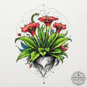 Venus flytrap, artistic tattoo sketch, dotwor... - эскиз тату (№1755364237_0, 16.08.2025 17:10) — tattoo-photo.ru