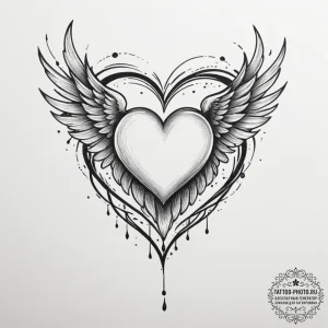 Tattoo sketch a heart transforming into a bir... - эскиз тату (№1755365851_0, 16.08.2025 17:37) — tattoo-photo.ru