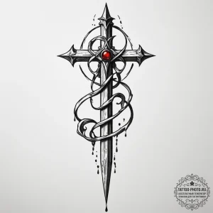 A sacrificial dagger on an altar, concept art... - эскиз тату (№1755368854_0, 16.08.2025 18:27) — tattoo-photo.ru