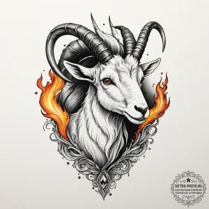 Tattoo design a capricorn goat-fish with a ti... - эскиз тату (№1755371862_0, 16.08.2025 19:17) — tattoo-photo.ru