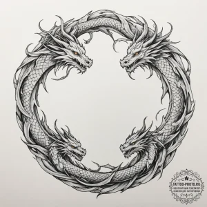 Tattoo sketch a pair of dragons, their bodies... - эскиз тату (№1755373253_0, 16.08.2025 19:40) — tattoo-photo.ru