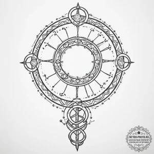 Tattoo design a zodiac glyph composed of micr... - эскиз тату (№1755373450_0, 16.08.2025 19:44) — tattoo-photo.ru