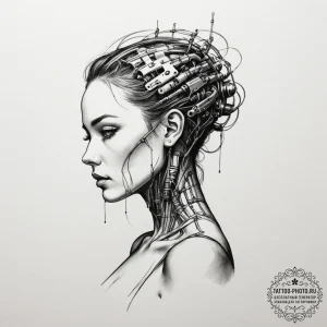 Tattoo design a human silhouette with glowing... - эскиз тату (№1755374040_0, 16.08.2025 19:54) — tattoo-photo.ru